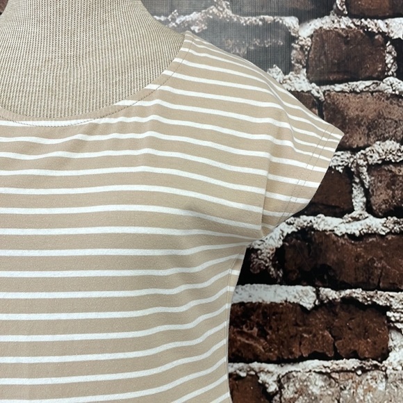 Lalu T-Shirt Dress Tan Brown Stripes Size Medium - Picture 4 of 12
